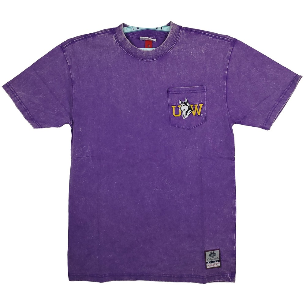 Washington Huskies Mitchell & Ness NCAA Small Shirt Embroidery Logo Pocket NWT